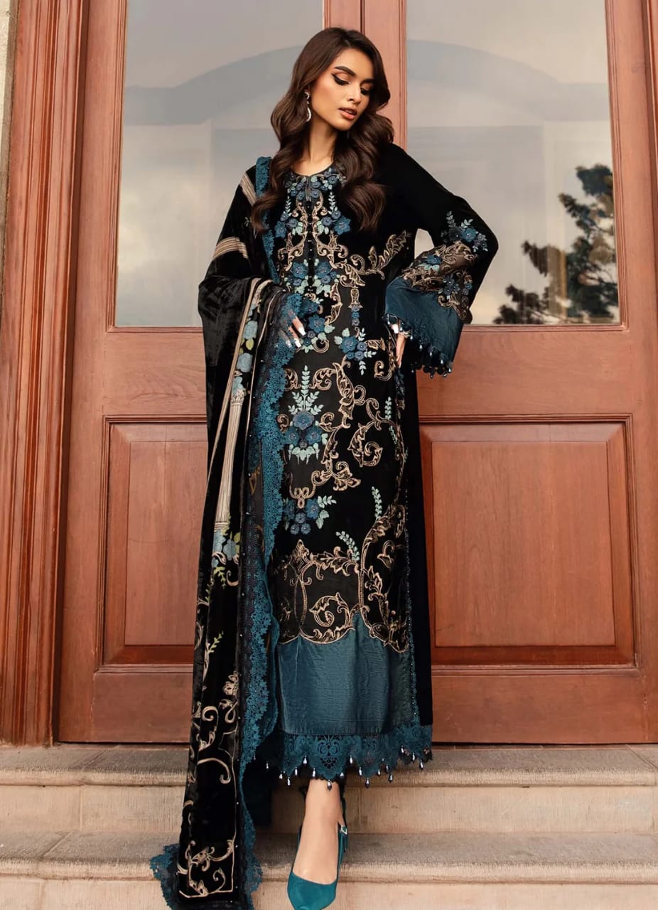 Maria B | Black & Zinc - Palachi Velvet  Embroidered Collection