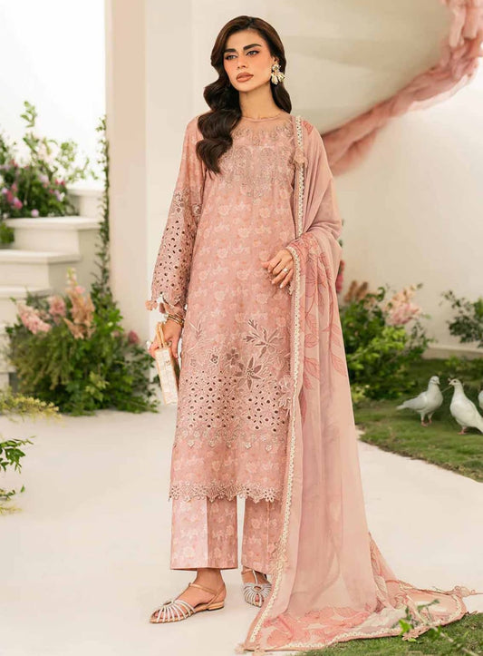 Iznik | Peach - Lawn Printed Chikankari Embroidered Collection