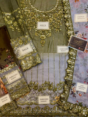 Charizma | Tie & die Mehndi with Grey - Chiffon Collection