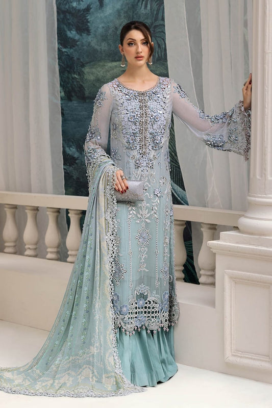 Maria B MPC-25-108 | Aqua - Chiffon Collection