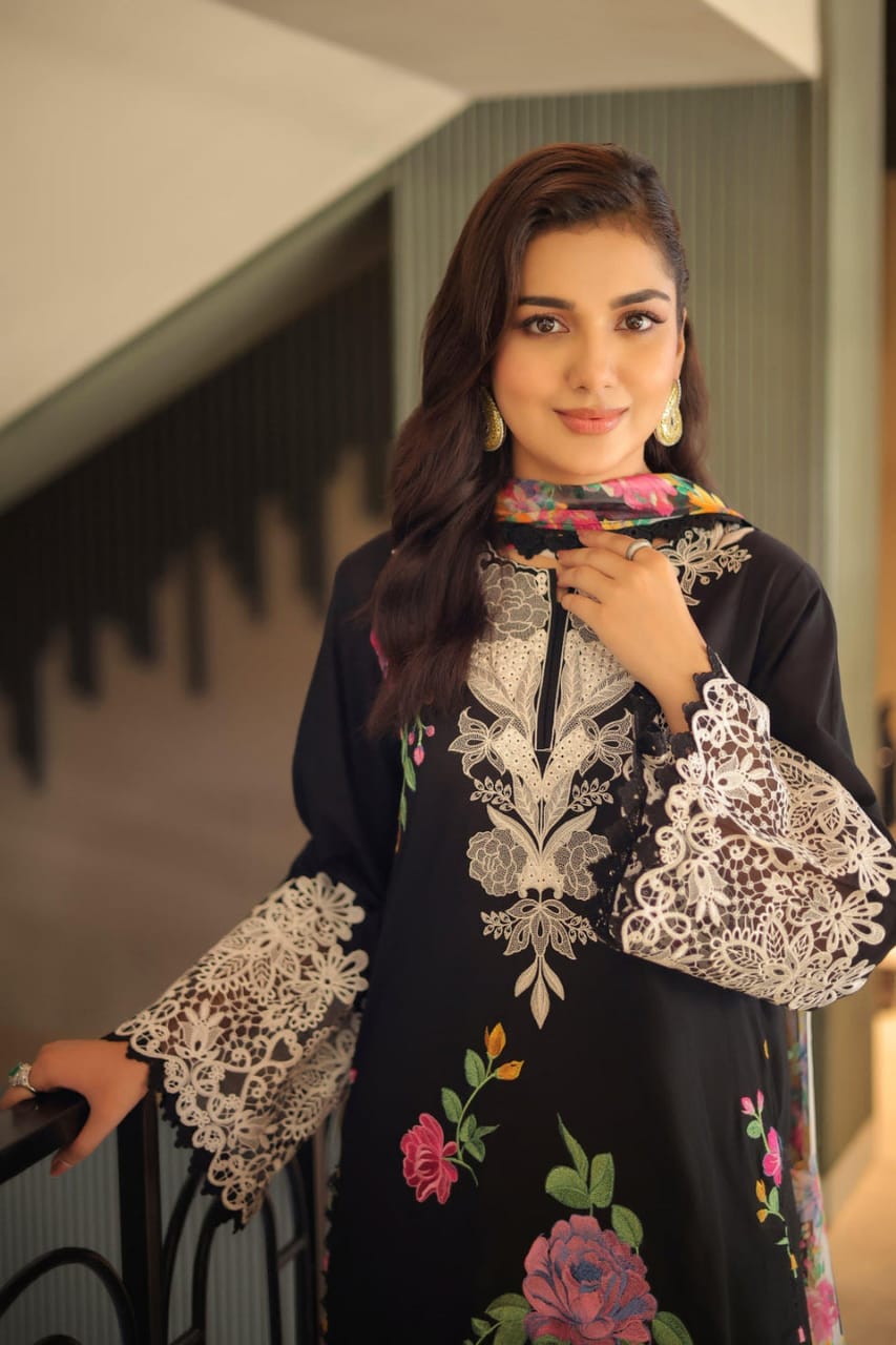Aneelas Collection | Black - Luxury Lawn Collection