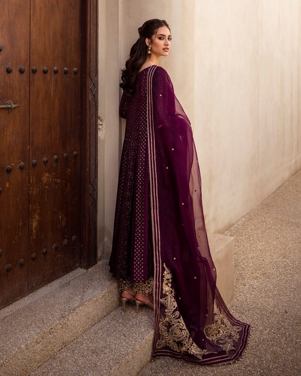 Faiza Saqlain Purple Formal Collection Chiffon dress – Emarlad Wear