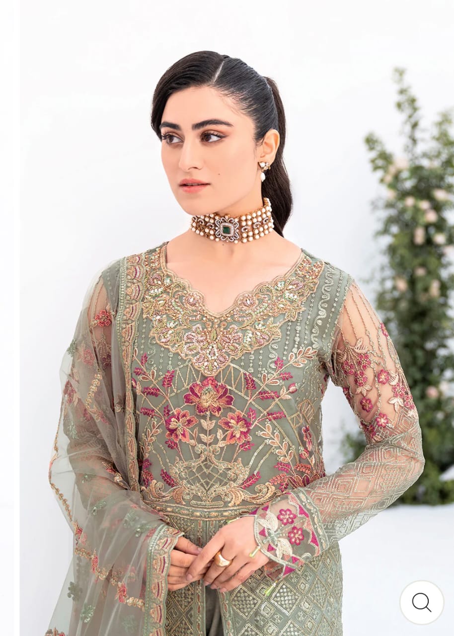 Ramsha Green Full Heavy Embroidery Formal Collection Chiffon 3pc