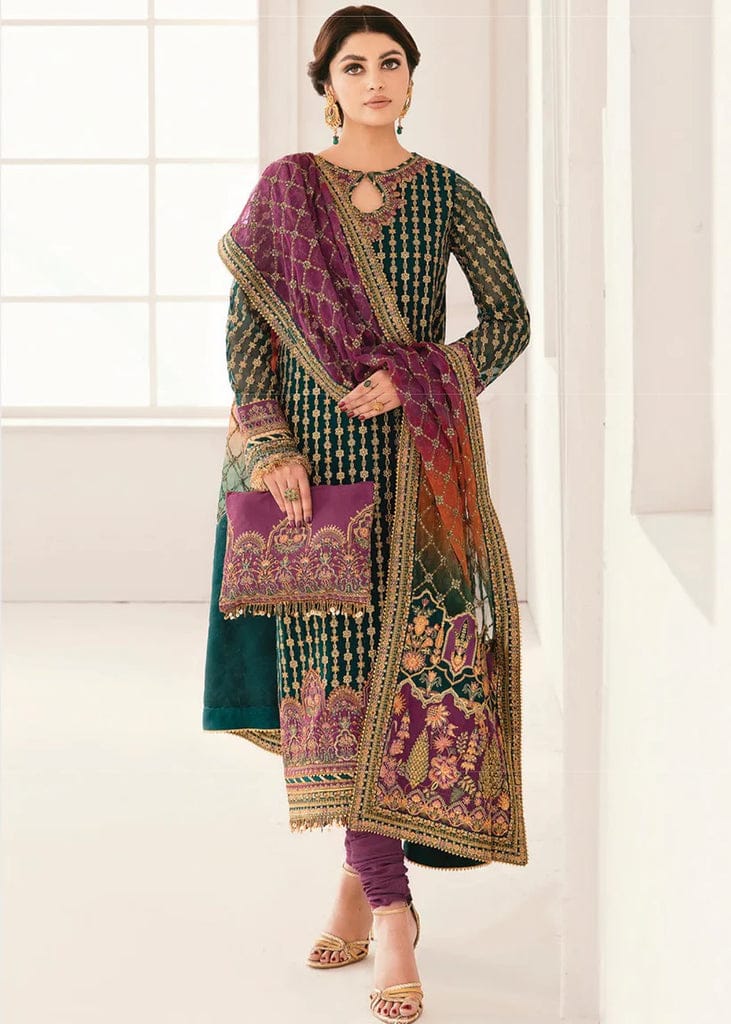 Baroque Seagreen Formal Collection Organza Gharara Dress