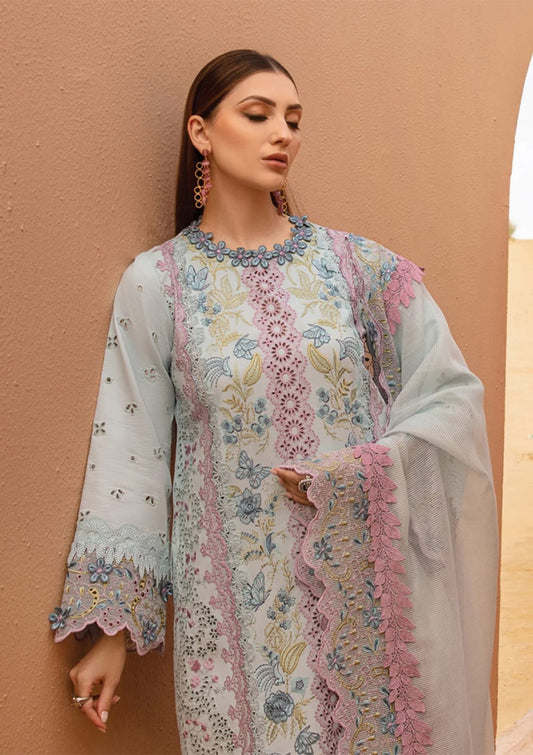 Rang Rasiya Sky Blue Luxury Lawn Chikankari Dress