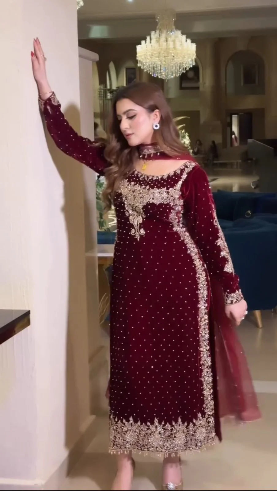 Aneelas Collection| Maroon - Velvet Collection