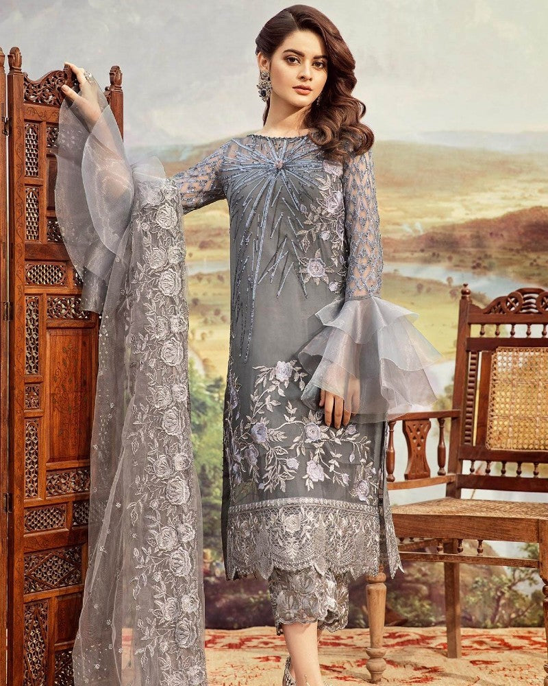 IMROZIA DIAMOND -3 PC NET DRESS FORMAL COLLECTION