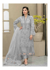 MARIA.B GRAY FESTIVE EMBROIDERED ORGANZA 3 PC