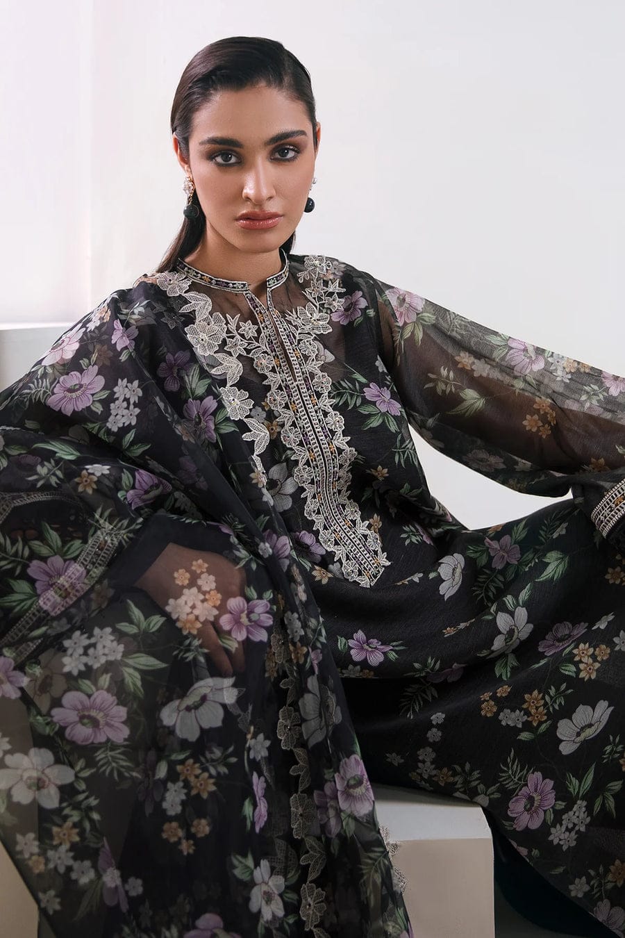 Baroque Black Pure Lawn Embroidery Dress New Arrival