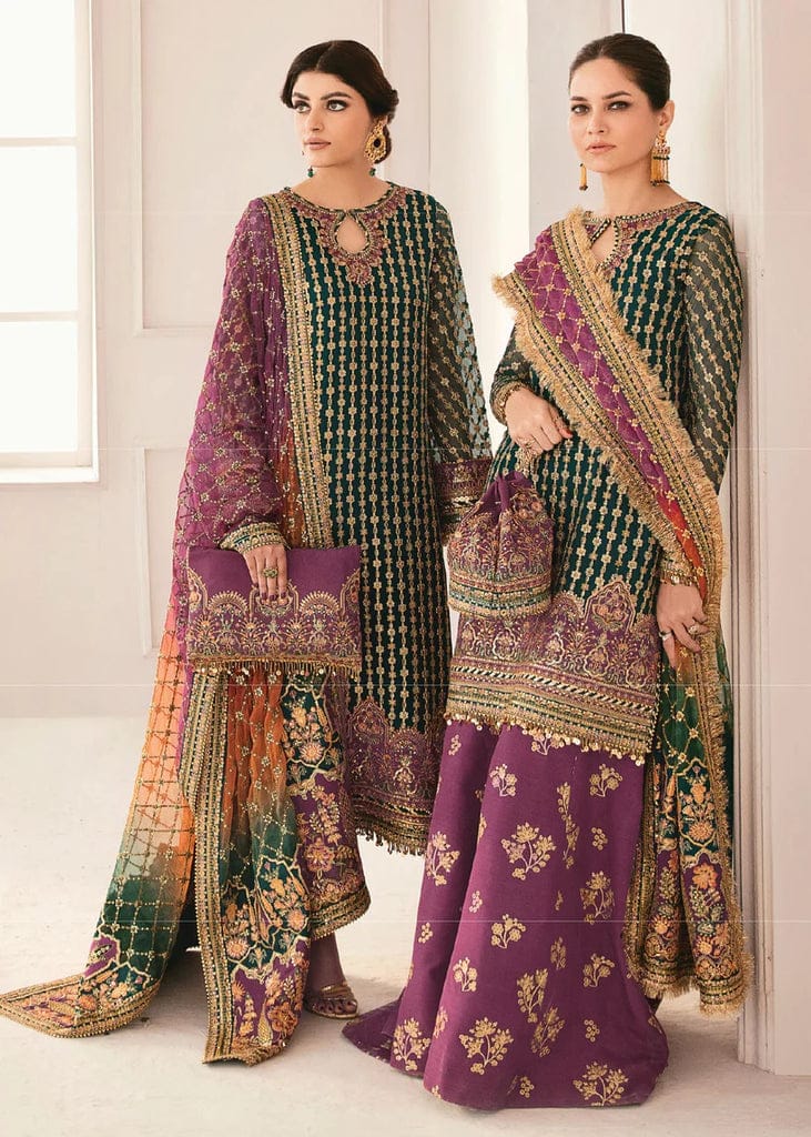 Baroque Seagreen Formal Collection Organza Gharara Dress