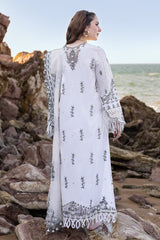 QALAMKAR WHITE LUXURY LAWN EMBROIDERY DRESS