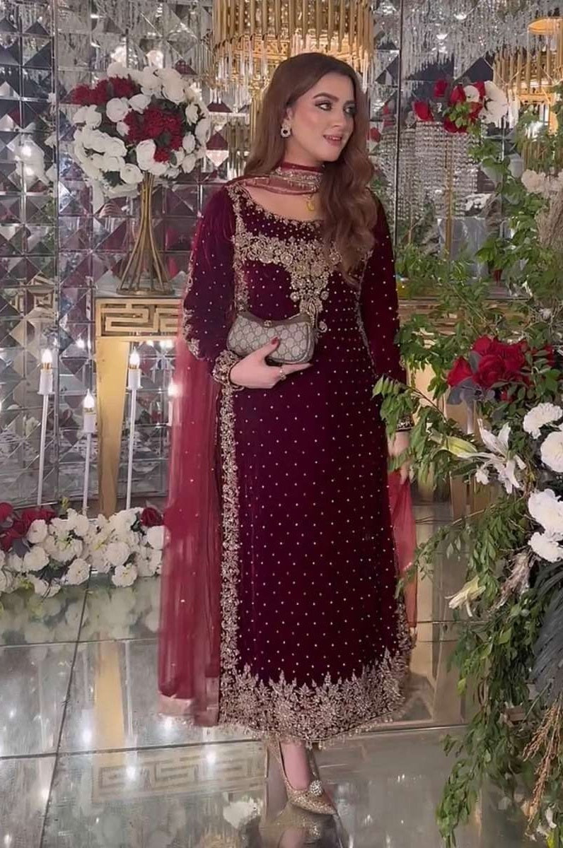 Aneelas Collection| Maroon - Velvet Collection