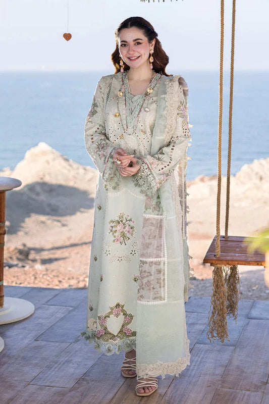 Qalamkar Light Green Chikankari Embroidery Dress