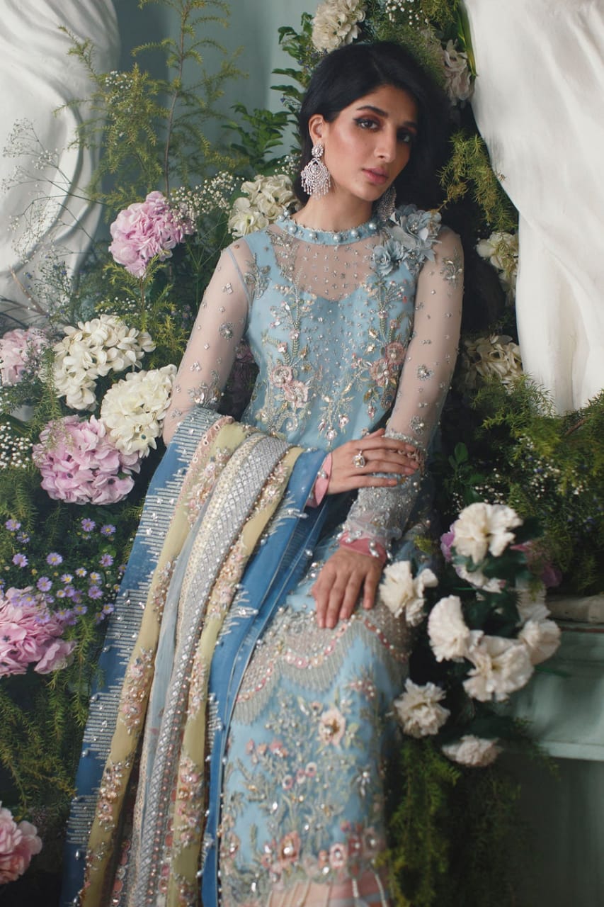 ELAN-EMBROIDERED NET SUITS 4 PIECE