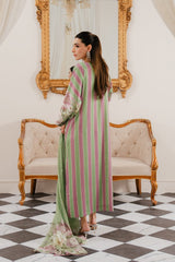 Lulusar Green stripe Silk Hand Work Party Wear Collection 3pc