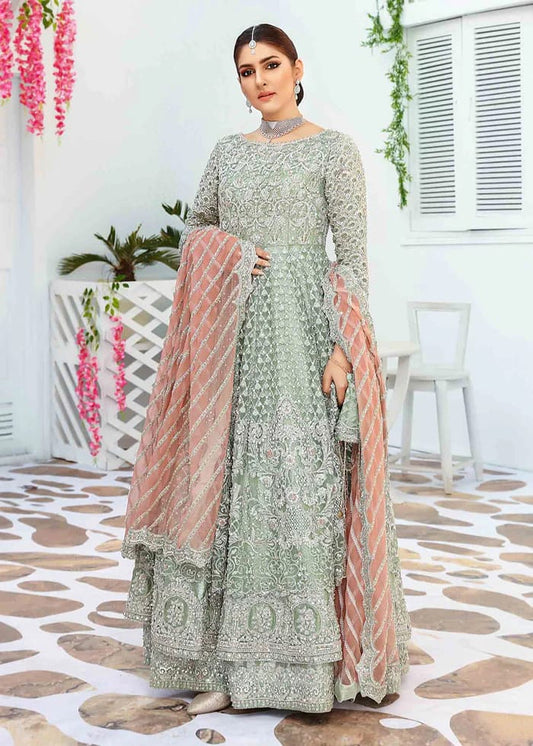 Elan Grey Exclusive Net Maxi hand work