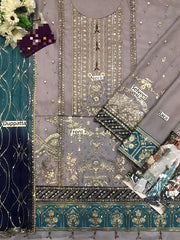 Adan libas | Grey & Zink - Embroidered Chiffon Collection