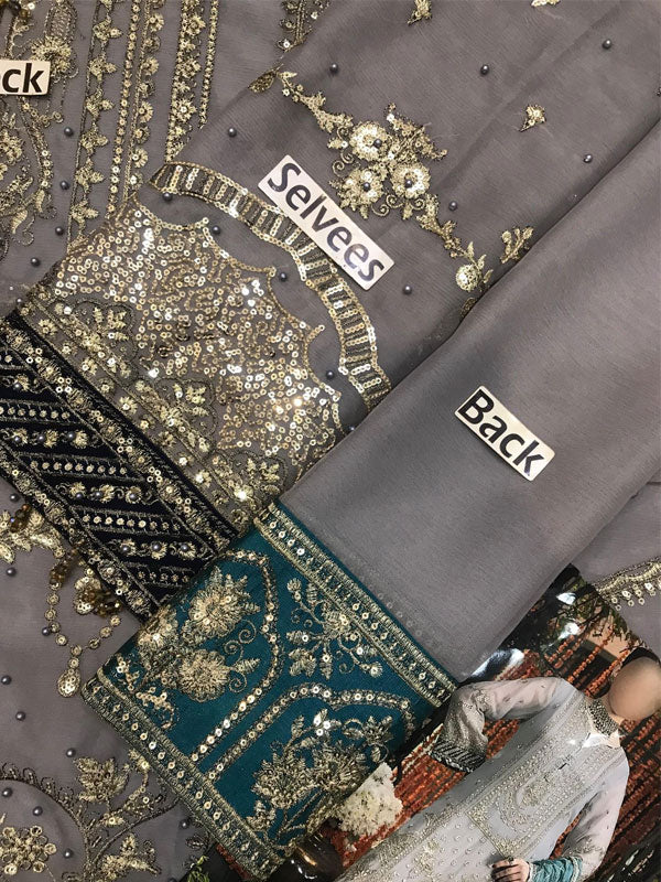 Adan libas | Grey & Zink - Embroidered Chiffon Collection