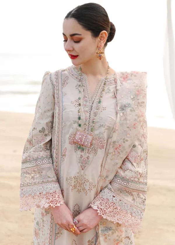 QALAMKAR Shiffle Skin Luxury Lawn Chikankari 3pc