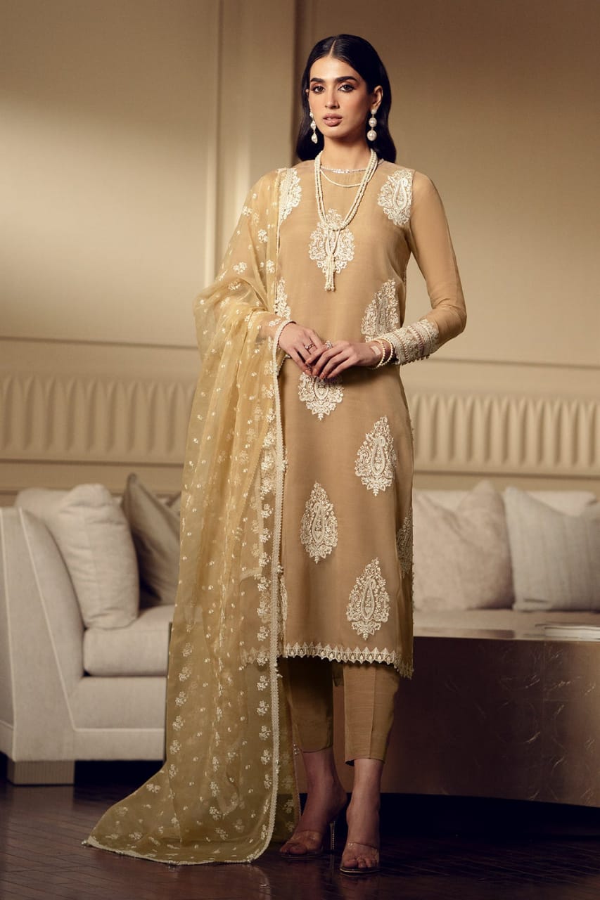 Baroque Chiffon Brown Embroidery Dress New Arrival
