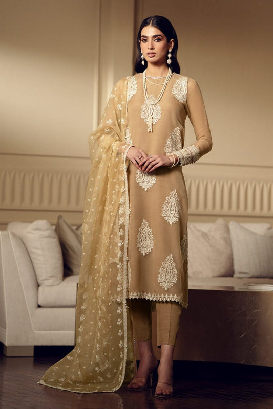 Baroque Chiffon Brown Embroidery Dress New Arrival