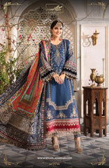 Maria B Blue Sami Stitch Collection Chiffon Fabric 3pc