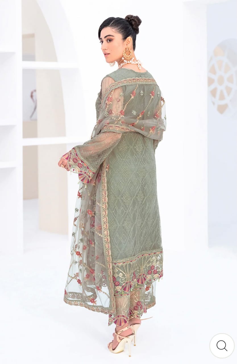 Ramsha Green Full Heavy Embroidery Formal Collection Chiffon 3pc