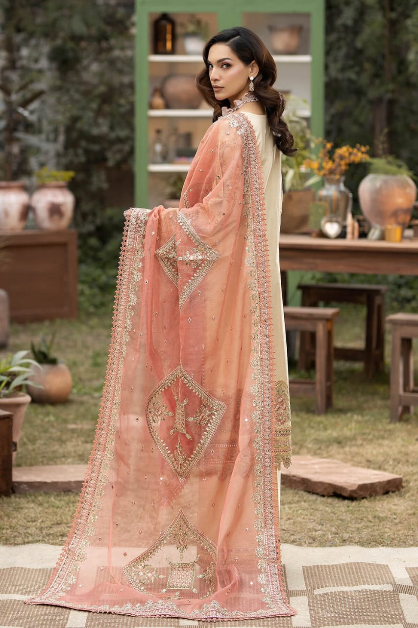 Imrozia Cream Chikankari Lawn Embroidery Dress New Aarrival