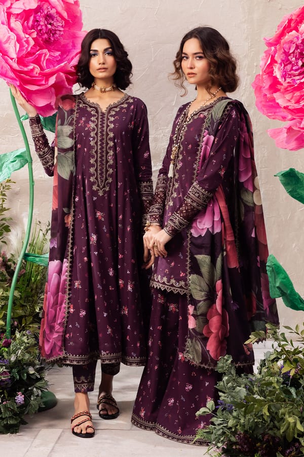 Iznik Magenta Full Suit Print New Arrival Embroidery Dress
