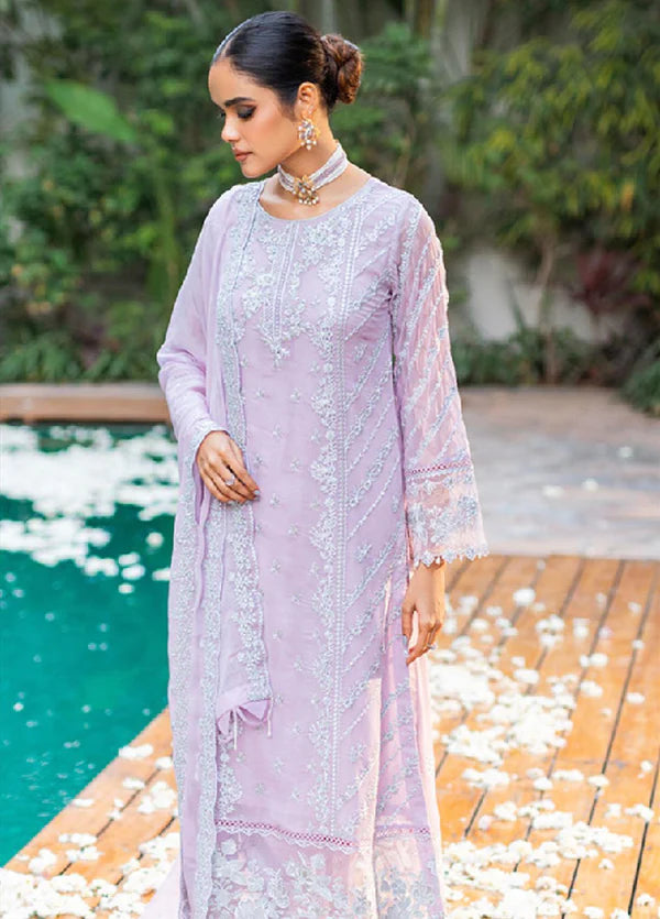 Azure Pale Embroidered Chiffon Dress