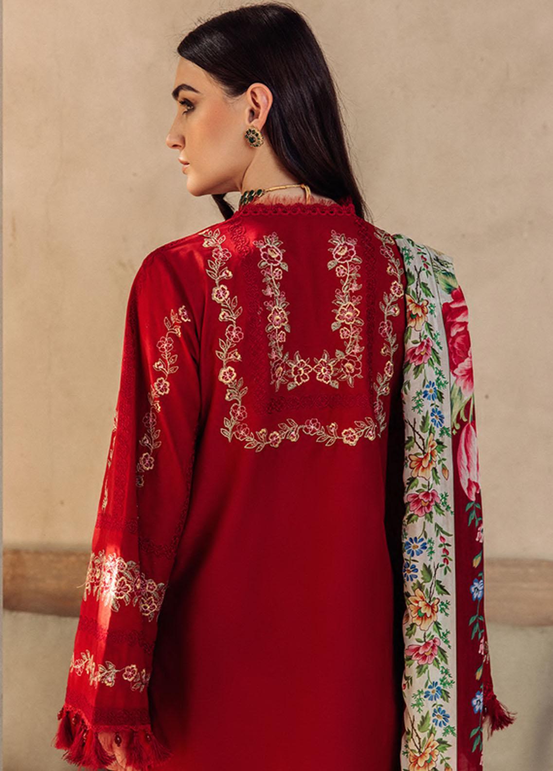 SAIRA RIZWAN LUXURY ROISE CHIKANKARI LAWN 3PC EMBROIDERED